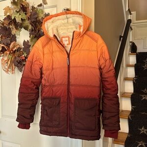EUC Gorgeous ombré sherpa lined hooded jacket.  XL (16)